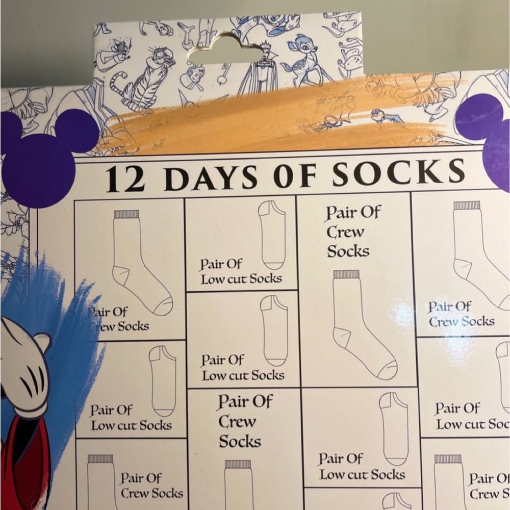 Disney Parks Exclusive INK & PAINT 12 Days Of Socks  NWT